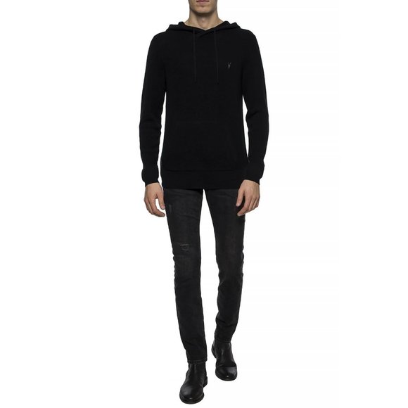AllSaints Men's Black Ivar 100% Merino Long Sleeve Hoodie size XS - Picture 16 of 16